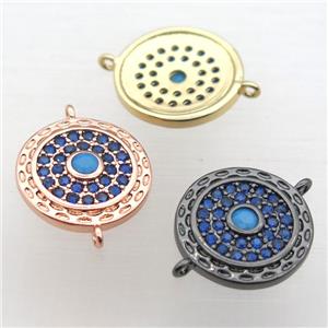 copper circle pendant pave zircon, mixed color, approx 15mm dia