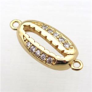 copper connector pave zircon, gold plated, approx 8-16mm