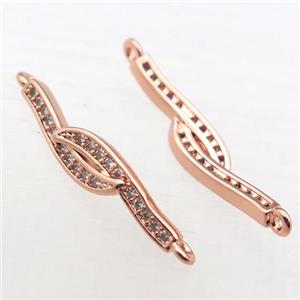 copper connector pave zircon, rose gold, approx 5-25mm