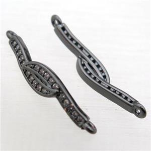 copper connector pave zircon, black plated, approx 5-25mm