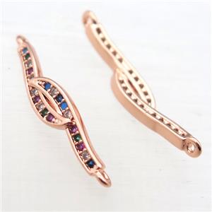 copper connector pave zircon, rose gold, approx 5-25mm