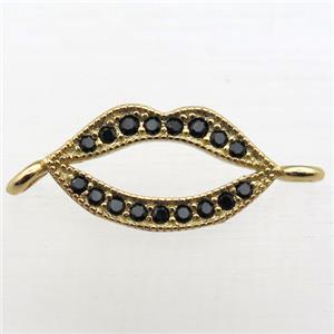 copper lip connector pave zircon, gold plated, approx 10-20mm