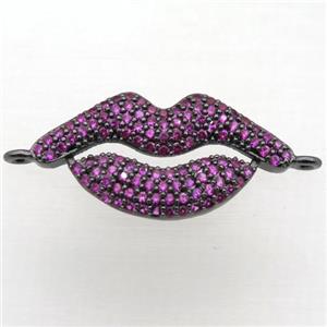 copper lip connector pave zircon, black plated, approx 12-25mm