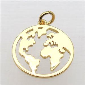 copper earth pendant, gold plated, approx 18mm dia