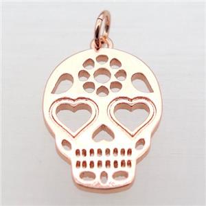 copper skull pendant, rose gold, approx 15-20mm