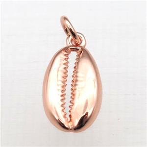 copper shell pendant, rose gold, approx 10-15mm
