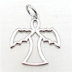 copper angel pendant, platinum plated, approx 10-17mm