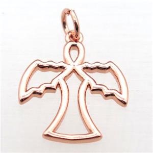 copper angel pendant, rose gold, approx 10-17mm