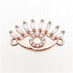 copper eye connector paved zircon, rose gold, approx 12-20mm