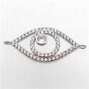 copper eye connector paved zircon, platinum plated, approx 12-22mm