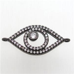 copper eye connector paved zircon, black plated, approx 12-22mm