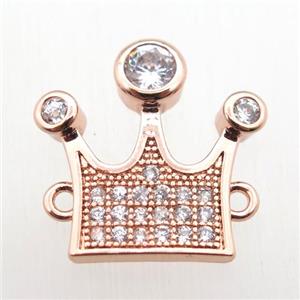 copper crown connector paved zircon, rose gold, approx 15-15mm