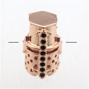 copper bead paved zircon, rose gold, approx 10-15mm