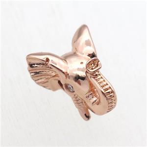 copper elephant beads paved zircon, rose gold, approx 12-15mm