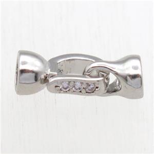 copper clasp paved zircon, platinum plated, approx 10-18mm