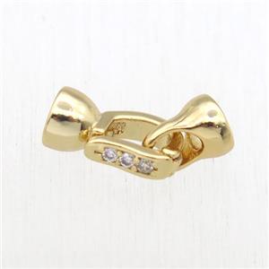 copper clasp paved zircon, gold plated, approx 10-18mm