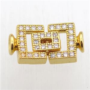 copper clasp paved zircon, gold plated, approx 10-20mm