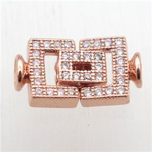 copper clasp paved zircon, rose gold, approx 10-20mm