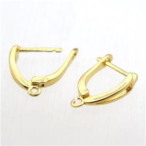 copper Latchback Earrings with loop, gold plated, approx 12-16mm