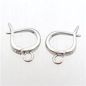 copper Latchback Earrings hook with loop, platinum plated, approx 14-16mm