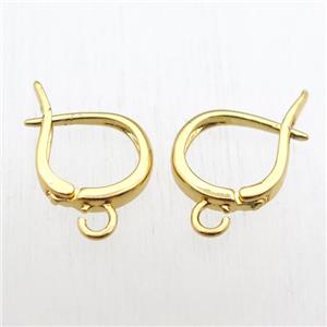copper Latchback Earrings hook with loop, gold plated, approx 14-16mm