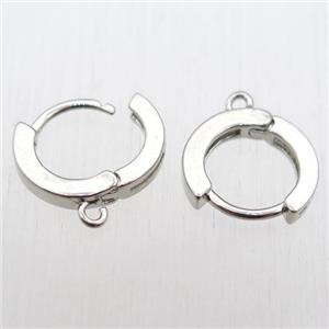 copper Latchback Earrings hoop with loop, platinum plated, approx 13mm dia