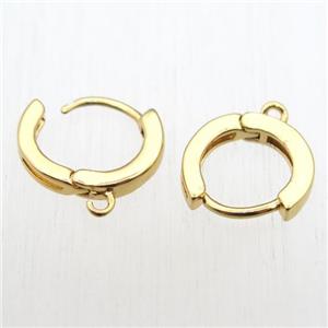 copper Latchback Earrings hoop with loop, unfaded gold plated, approx 13mm dia