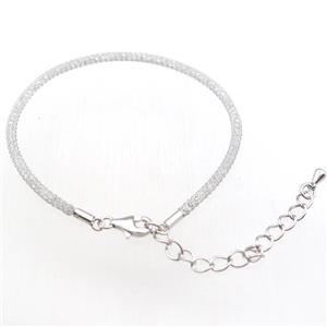 copper mesh bracelet chain with rhinestone, platinum plated, approx 3mm, 23cm length