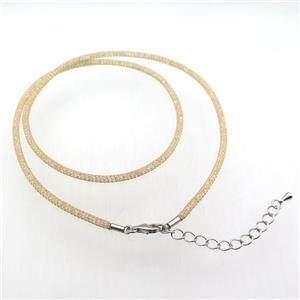 copper mesh nceklace chain with rhinestone, gold plated, approx 3mm, 53cm length
