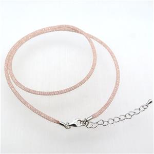 copper mesh nceklace chain with rhinestone, rose gold, approx 3mm, 53cm length