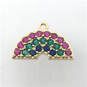 copper rainbow pendant pave zircon, gold plated, approx 12-20mm