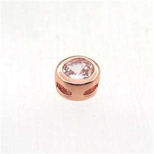 copper beads pave zircon, circle, rose gold, approx 5mm dia
