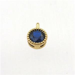 copper pendant pave zircon, circle, gold plated, approx 5mm dia