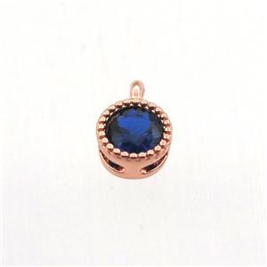 copper pendant pave zircon, circle, rose gold, approx 5mm dia