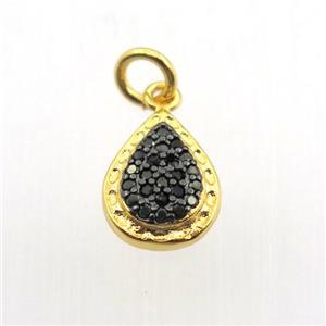 copper pendant pave zircon, teardrop, gold plated, approx 8-12mm