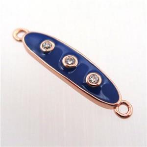 copper oval connector pave zircon with enameling, rose gold, approx 6-22mm