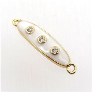 copper oval connector pave zircon with enameling, gold plated, approx 6-22mm