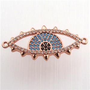 copper eye connector paved zircon, rose gold, approx 13-25mm
