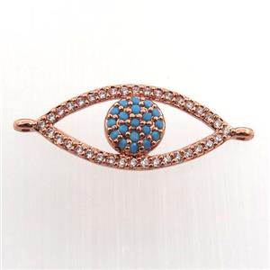 copper eye connector paved zircon, rose gold, approx 9-21mm
