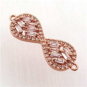 copper infinity connector paved zircon, rose gold, approx 9-23mm