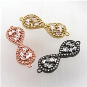 copper infinity connector paved zircon, mix color, approx 9-23mm