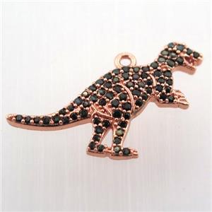 copper dragon pendant paved zircon, rose gold, approx 18-25mm