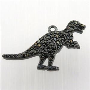 copper dragon pendant paved zircon, black plated, approx 18-25mm
