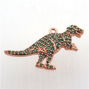 copper dragon pendant paved zircon, rose gold, approx 18-25mm