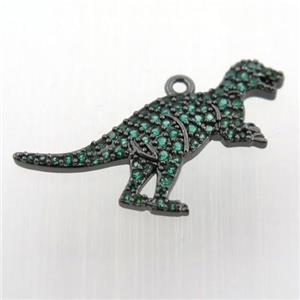 copper dragon pendant paved zircon, black plated, approx 18-25mm