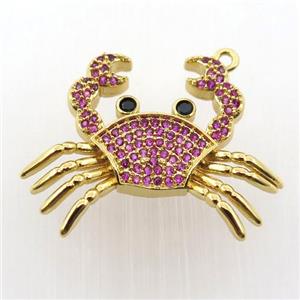 copper crab pendant pave zircon, gold plated, approx 22-28mm