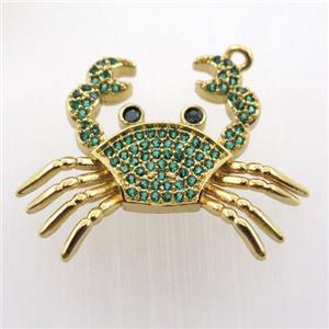 copper crab pendant pave zircon, gold plated, approx 22-28mm
