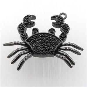 copper crab pendant pave zircon, black plated, approx 22-28mm
