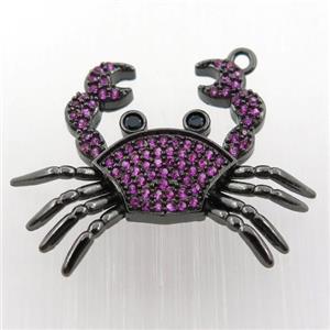 copper crab pendant pave zircon, black plated, approx 22-28mm