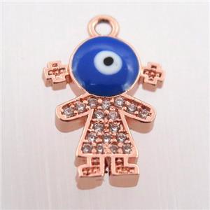 copper girl pendant pave zircon, rose gold, approx 12-16mm